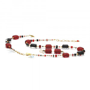 Schissa red and black jewelry set genuine murano glass