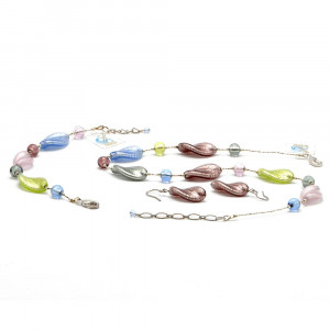 Conjunto de cristal murano prata 