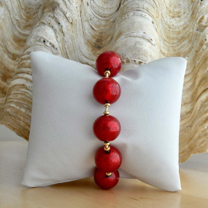 Rot und gold armband - kugel rot und gold armband aus echtem murano glas