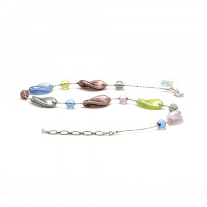 Collier en verre de murano argent multicolore