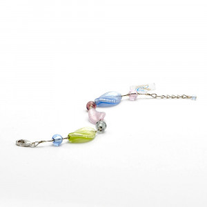 Clorofila pulsera de plata y cristal de murano verdadero de venecia