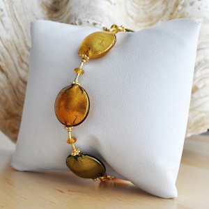 Bunt herbstgold armband aus echtem muranoglas 