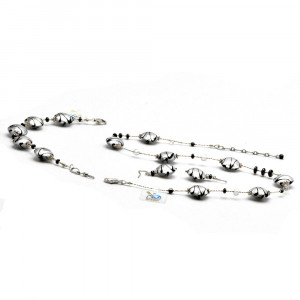 Conjunto de cristal murano pastilha prata e preto