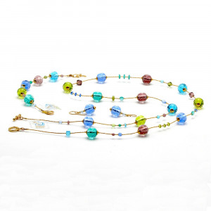 Conjunto de cristal murano ouro azul longo