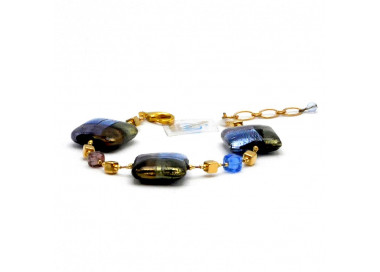 Blue murano glass bracelet of venice quadrifoglio