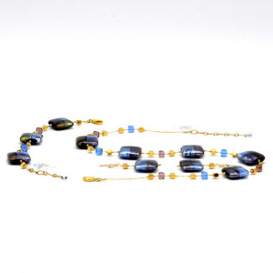 Jewellry set quadrifoglio blue jewel in true murano glass of venice