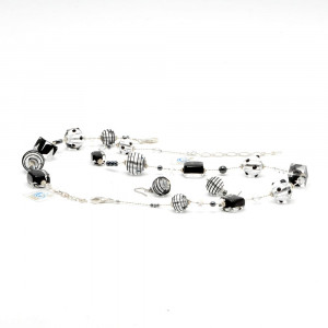 Jo-jo negro y plata conjunto de joyas genuino cristal de murano venecia