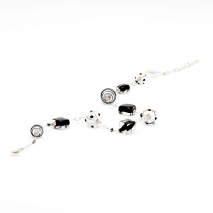 Jo-jo black and silver necklace, murano glass of venice