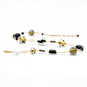 Kette schwarz und gold schmuck aus echtem muranoglas aus venedig