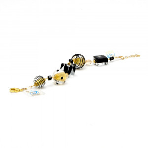 Jo-jo negro y oro pulsera genuino vidrio murano de venecia