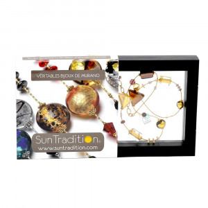 Asteroide necklace amber gold genuine murano glass