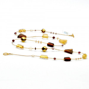 Ketting lang amber goud originele murano glas