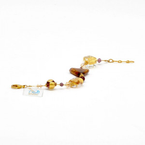 Asteroid gold -  real amber murano glass bracelet