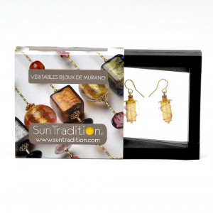 Asteroide - earrings chocolate and gold genuine murano glass