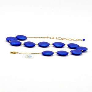  joya collar azul en verdadero cristal murano de venecia