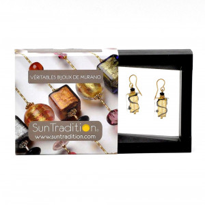 Ohrringe schwarz und gold schmuck aus echtem muranoglas