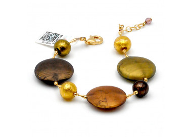 Francy gold satin glass murano bracelet venice