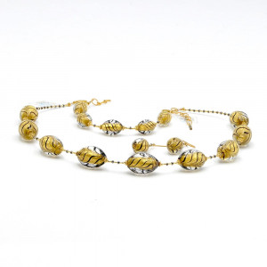 Black and gold set genuine murano glass of venice