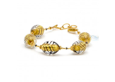 Pulseira de cristal murano ouro e preta olive