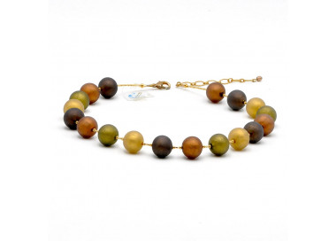 Brown satin murano glass necklace