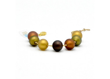 Ball gold satin genuine murano glass bracelet from venice