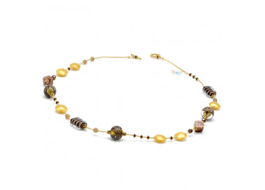 Long gold murano glass necklace