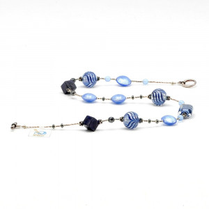 Collier en verre de murano bleu de venise