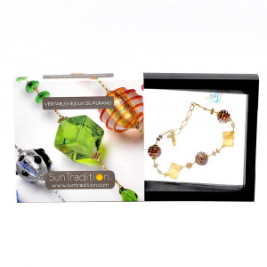 Mix - chocolade armband bruin en goud originele murano glas