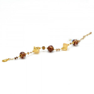 Gold and brown genuinemurano glass bracelet from venice italy