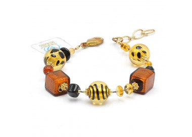 Pulsera de oro genuino cristal de murano de venecia