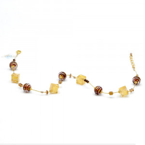 Gold necklace & chocolate genuine murano glass