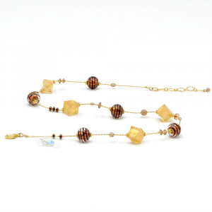 Chocolate necklace in genuine murano glass gold and brown