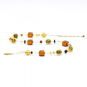 Collier en verre de murano or et orange