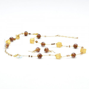 Schmuckset gold und schokoladenfarben schmuck aus echtem muranoglas