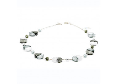 Long silver murano glass necklace