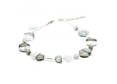 Halsband kort silver jewel fancy i verkliga murano glas 