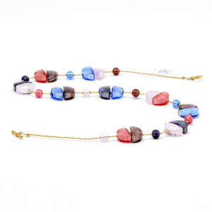 Collier long bleu en verre de murano de venise