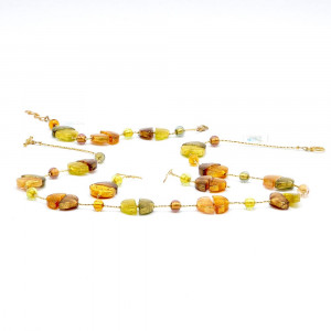 Conjunto de cristal murano pastilha ouro colorado