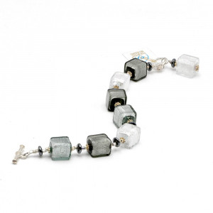 Silver murano glass cubes bracelet genuine glass from murano venice