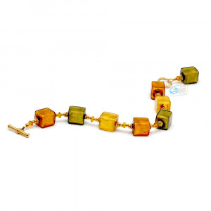 Gold murano glass cubes bracelet real murano glass from venice