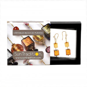 Cubes gold degraded earrings genuine murano venice glass