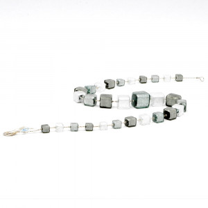 Collier argent cubes en verre de murano venise