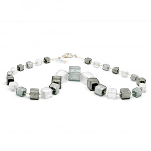 Collier en verre de murano cubes argent