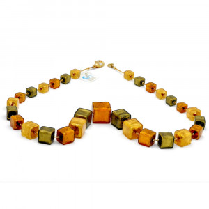 Green and gold murano glass necklace 