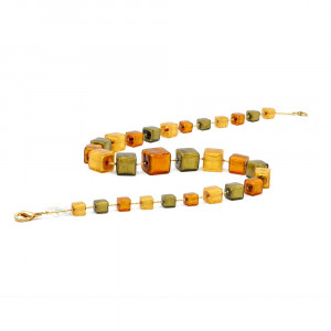 Necklace genuine murano glass green and gold of venice