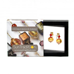 Rumba red earrings genuine venice murano glass