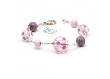 Bracelet en verre de murano mauve de venise