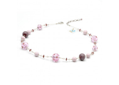 Colar de cristal murano redondo lilas