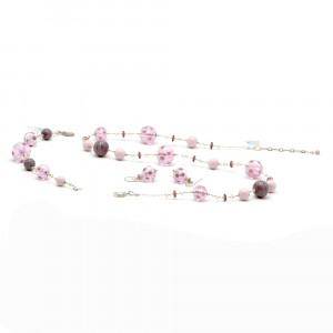 Conjunto de cristal murano prata e lilas