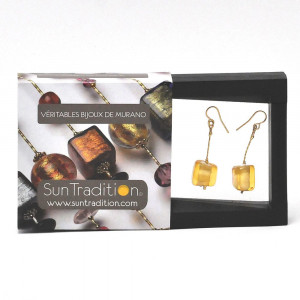 Gold earrings cubo sciogliendo  murano glass of venice